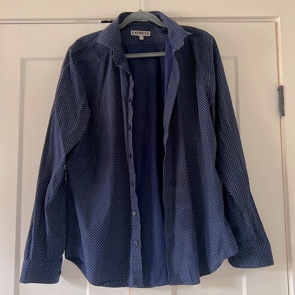 Express- navy blue with white dots- fitted size L